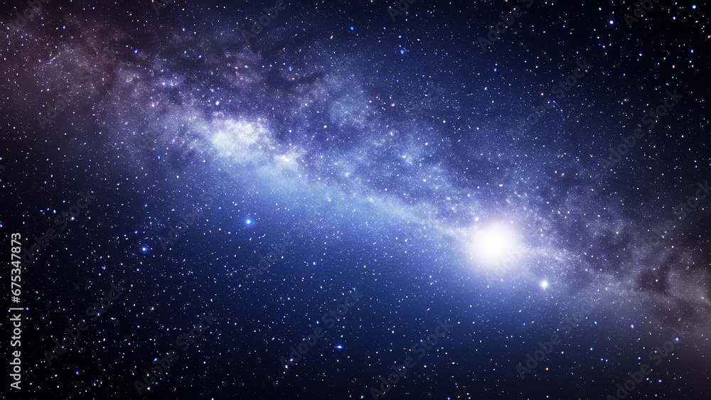 Fototapeta premium Dichte Wolken einer kräftig leuchtenden Spiral Galaxie aus Sternen und Planeten in einem dunklen unendlich weiten Universum. Hintergrund und Vorlage für Technik, Astronomie, Wissenschaft und Forschung