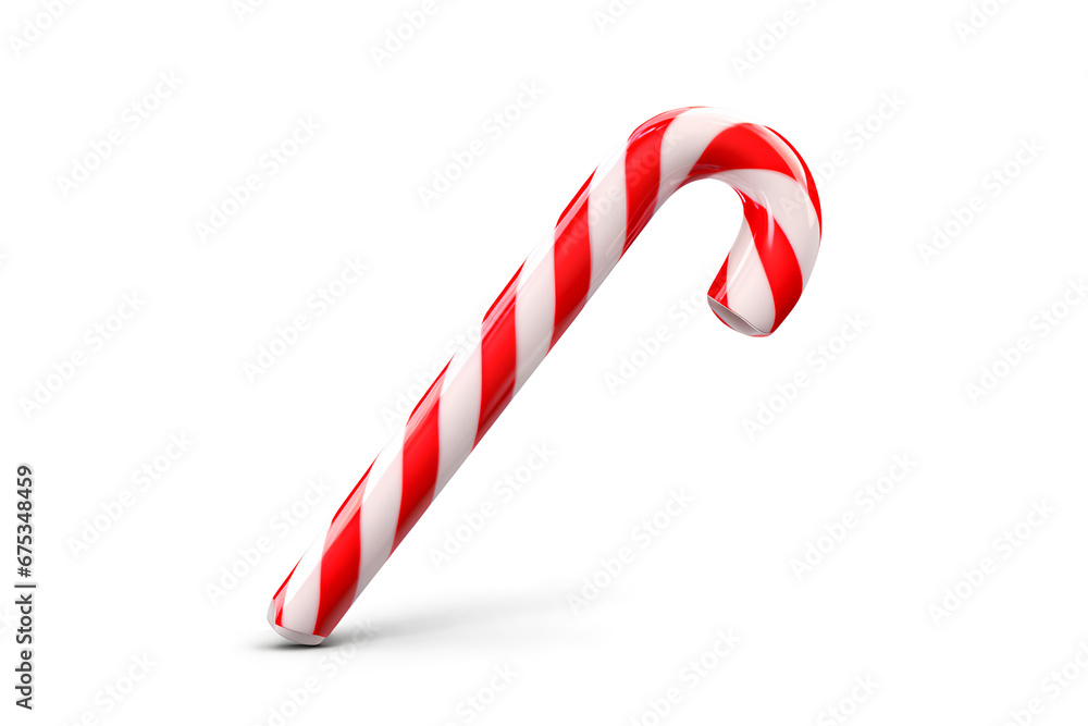Fototapeta premium Christmas realistic candy cane on a transparent background, Generative AI