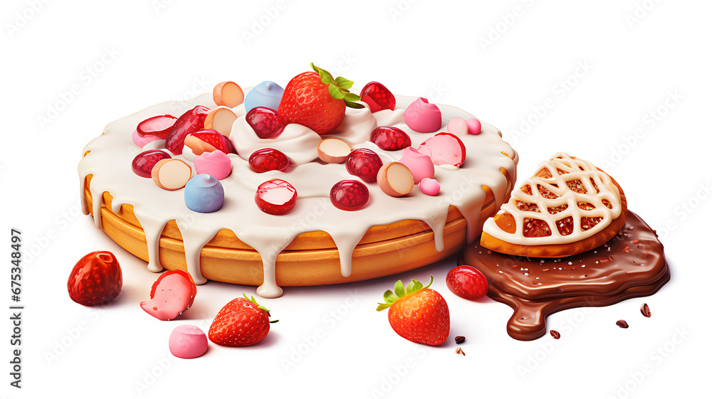 Strawberry dessert isolated on a transparent background, Generative AI Strawberry dessert isolated on a transparent background, Generative AI