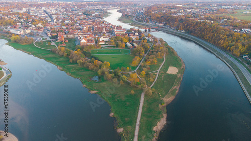 Obraz na plátně River Neris and Nemun confluence in Kaunas Lithuania