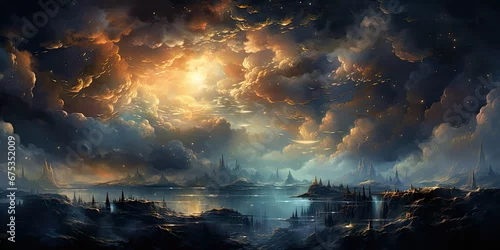 Obraz Pochmurne nocne niebo. 