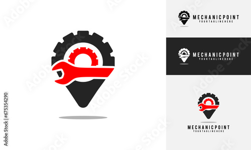 mechanic point logo design. point and mechanic logo, simple design vector illustration. good for use in mechanical businesses