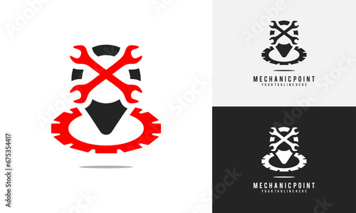 mechanic point logo design. point and mechanic logo, simple design vector illustration. good for use in mechanical businesses