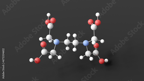 ethylenediaminetetraacetic acid molecular structure, aminopolycarboxylic acid, ball and stick 3d model, structural chemical formula with colored atoms