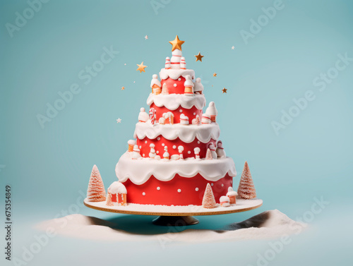 An unusual creative Christmas cake. Celebrating the New Year. © Aspirinka
