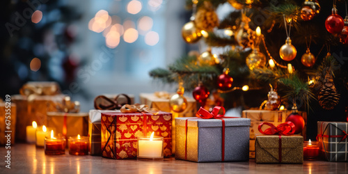 Wallpaper Mural Magical Christmas Gifts Arranged Under the Warm Glow of Tree Fairy Lights Torontodigital.ca