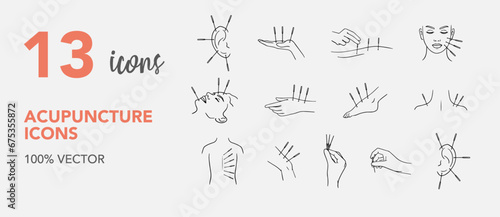 Acupuncture and needles vectors icon, thin line web icon set, vector illustration photo
