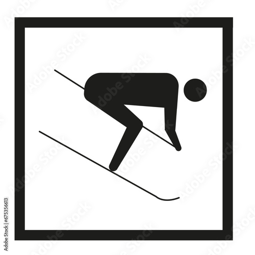 Panneau en idéogramme indiquant une station de ski alpin