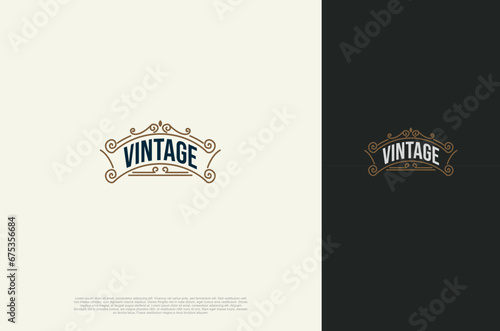 Old vintage label ornament logo antique label decorations. Vector design element