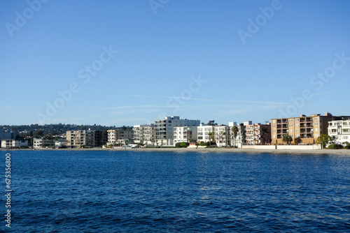 Waterfront residential housing at Mission Bay in San Diego, California