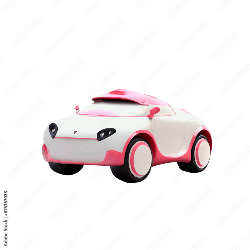red car isolated on white,Cartoon Avatar for Digital Content,Character Illustration for Creative Projects