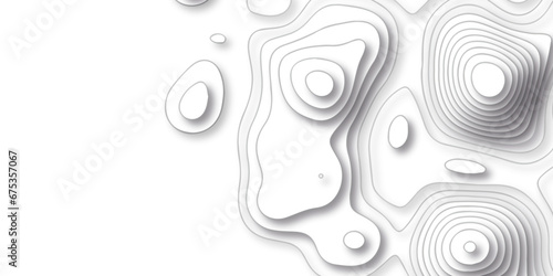 Topographic map background geographic line map with seamless ornament design. The black on white contours vector topography stylized height of the lines map.