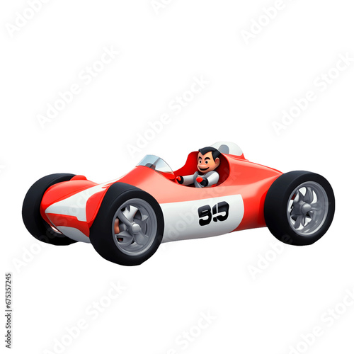 racing car isolated on white,Cartoon Avatar for Digital Content,Character Illustration for Creative Projects © smit