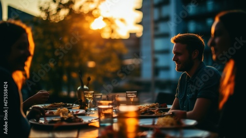 A group of friends at a dinner together © Mustafa