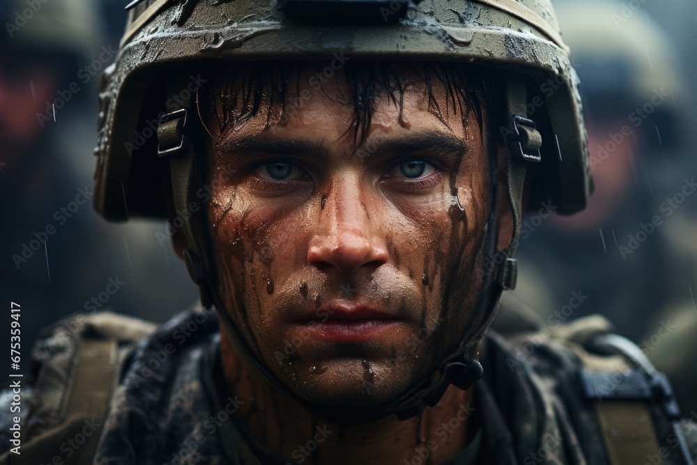 portrait of a soldier in helmet portrait of a soldier in helmet