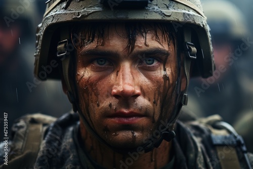 portrait of a soldier in helmet © nataliya_ua