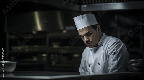 A chef preparing food in the kitchen