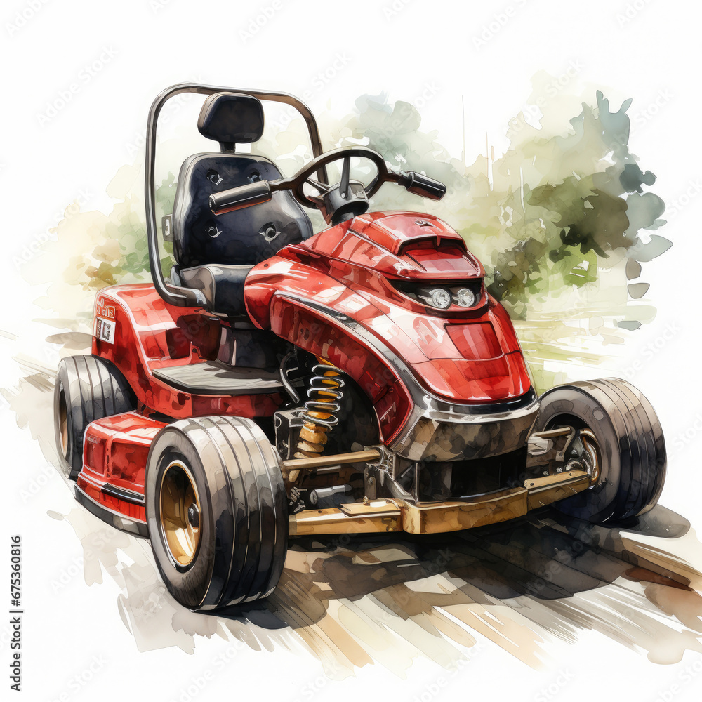 Obraz premium watercolor Go-Kart clipart, Generative Ai