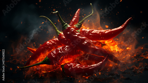 hot chili on dark background