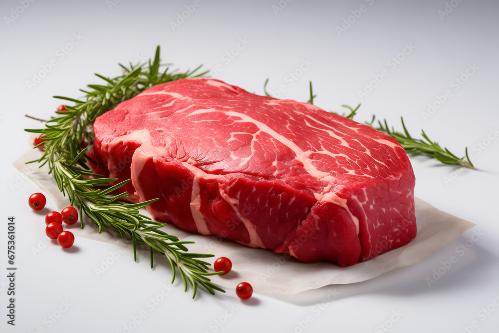 beef brisket steak beef meat and Rosemary, created by generative AI