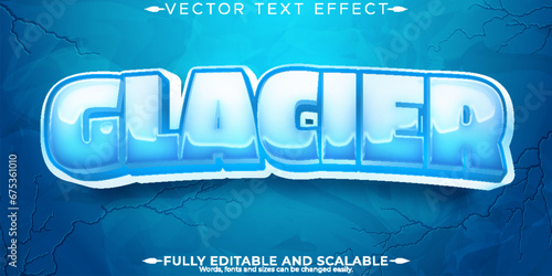 Glacier editable text effect, ice and frozen text style.