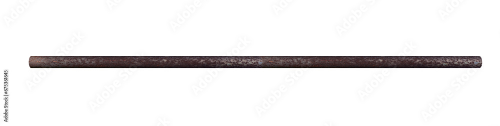 Rusty old metal horizontal pipe , on a transparent background - obrazy, fototapety, plakaty 