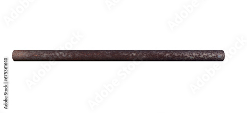 Rusty old metal horizontal pipe , on a transparent background