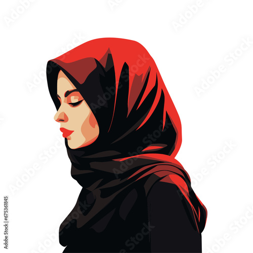 Muslim beautiful girl social media avatar vector icon. Muslim culture. Woman in a hijab. Portrait of a young woman in national costume. Flat graphic vector illustration isolated on white