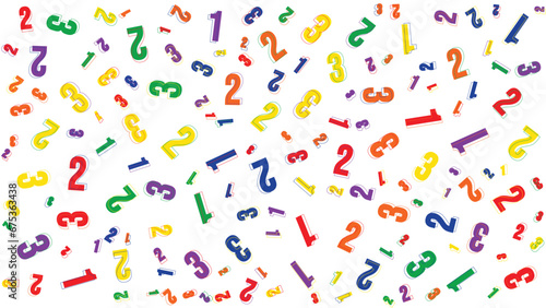Vector illustration. Seamless pattern of multicolored numbers