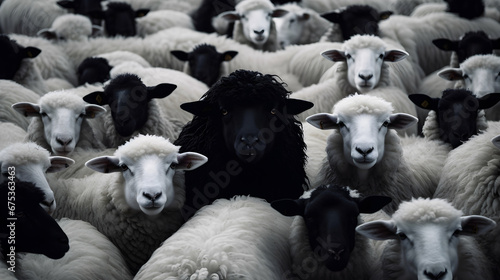 Black sheep in White sheeps.  © Narut