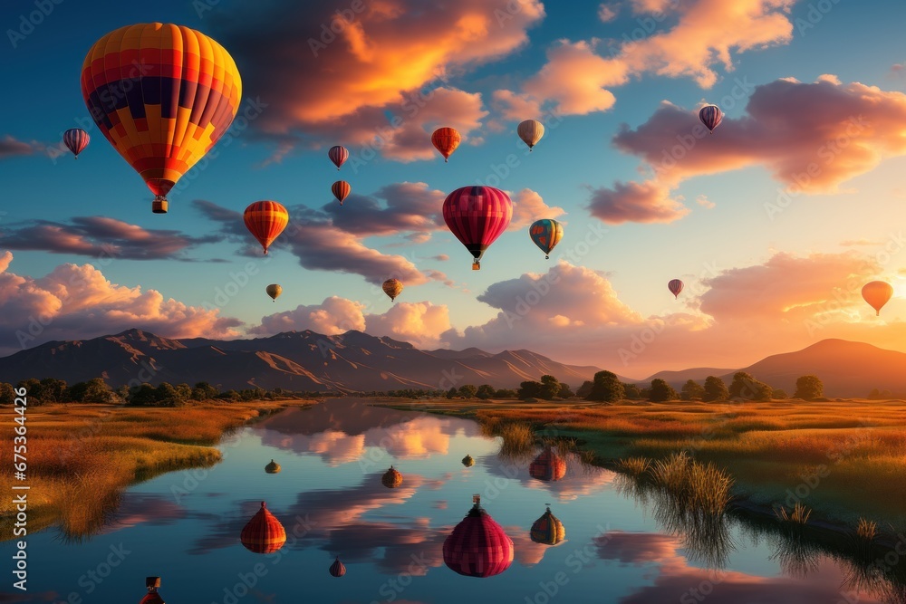 hot multicolor air balloons in sky