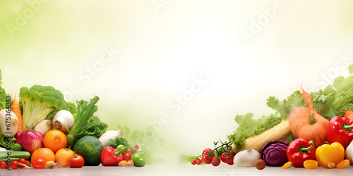 Seasonal Symphony: A Culinary Extravaganza of Colorful Vegetables and Luscious Fruits Adorning the Table in a Feast of Freshness and Flavor background ai generated