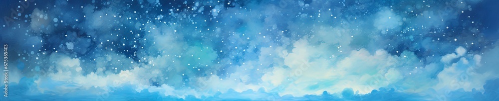 Dreamy blue sparkling cloudscape. Calm blue sky and clouds background with room for text copy.