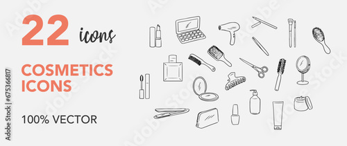 Set of 22 cosmetic vectors icon, thin line web icon set, vector illustration
