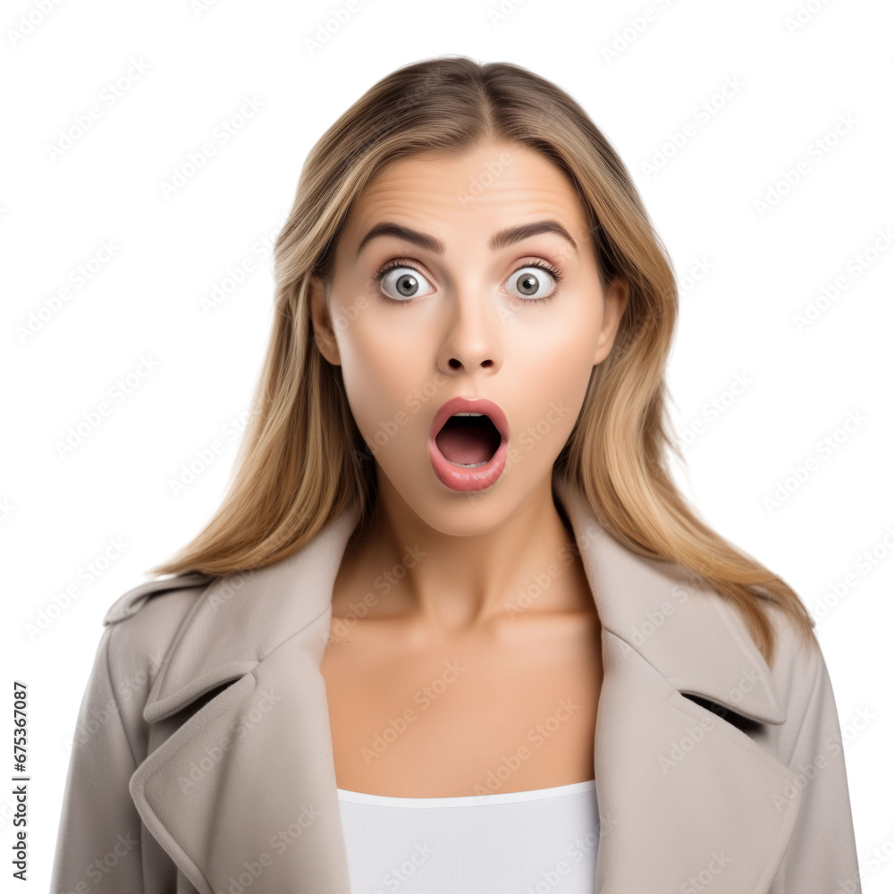 Woman's face expressing surprise and shock in the same time Woman's face expressing surprise and shock in the same time