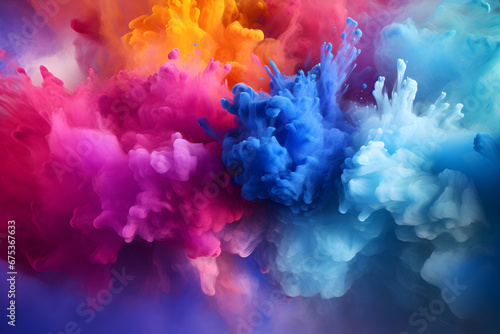 Holi colors, colorful powder explosion