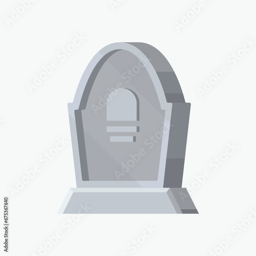 Flat illustration of a tombstone in minimalistic voluminous style. Tombstone in game flat style.