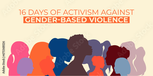 16 Days of Activism against gender-based violence is observed every year from November 25 to December 10 worldwide. Vector illustration design.