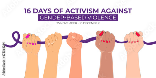 Concept of 16 Days of Activism against gender-based violence. Vector illustration design. photo