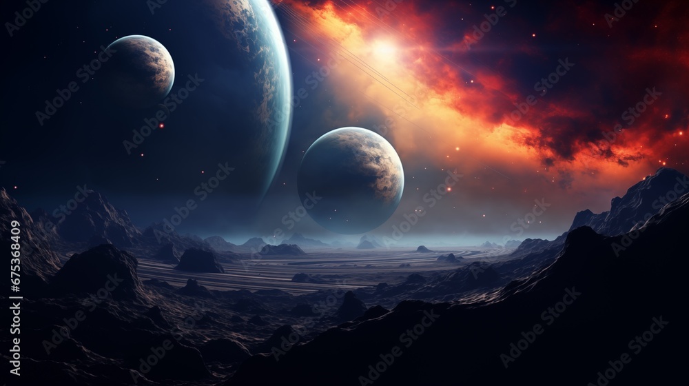 abstract space background with planets abstract space background with planets