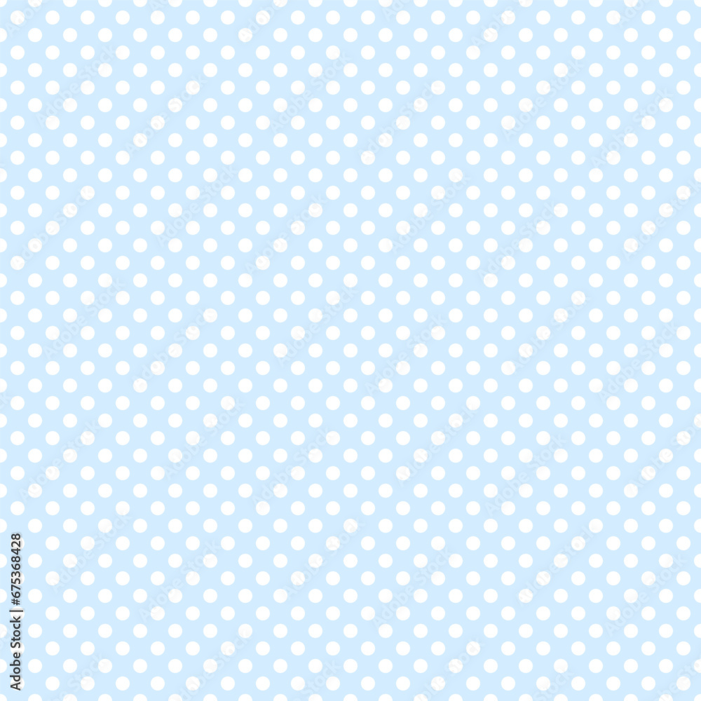 Seamless white polka dot pattern on blue background