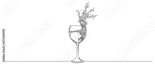 glass with water splash line art style. vector elements of valentine, new year, celebration, wedding