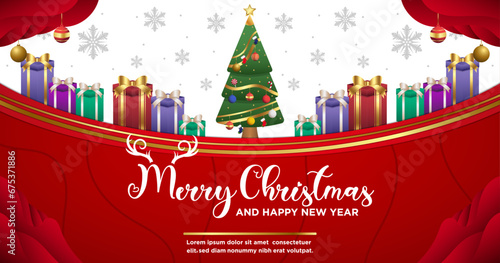 Wallpaper Mural Banner Template Vector Merry Christmas and Happy New Year Torontodigital.ca