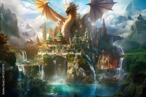 Fantasy Wallpaper Dragon Landspace photo