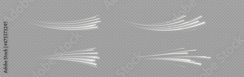  Speed Lines. Background of blue or white speed light lines. Dynamic lights on a dark background. Concept of high speed white speed lines. Vector png.