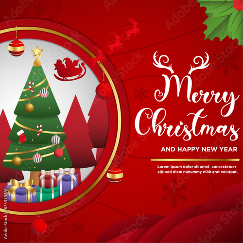 Vector Merry Christmas and Happy New Year Elegant Background photo