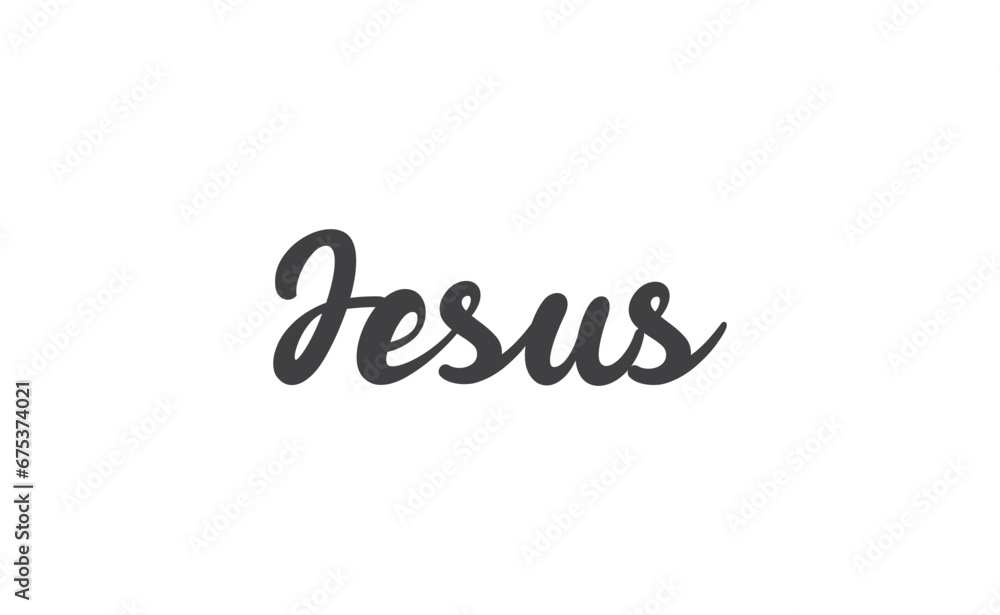 Jesus calligraphic lettering. Jesus Christ lord message.