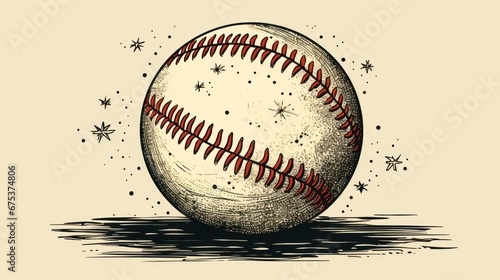 A drawing of a baseball on a white background photo