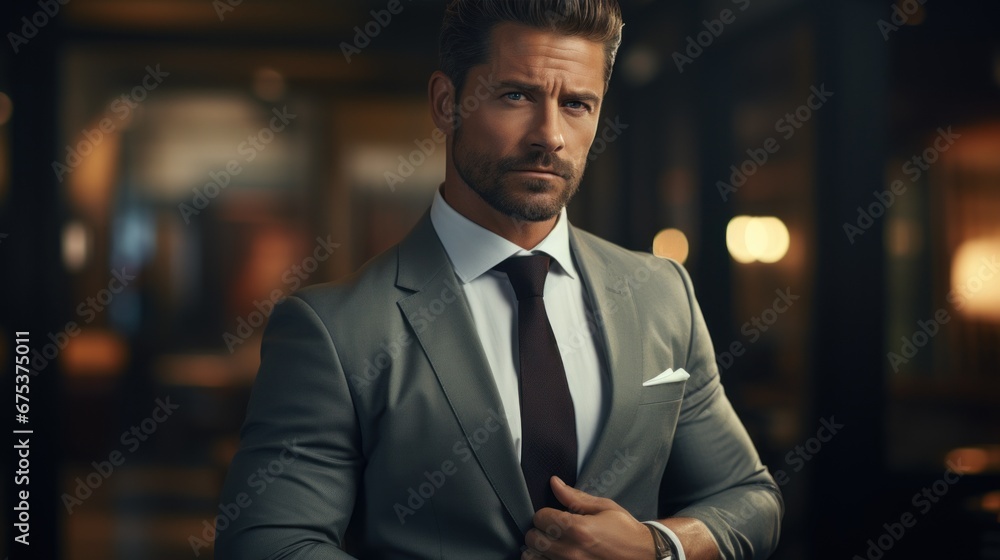 A man in a suit and tie posing for a picture A man in a suit and tie posing for a picture
