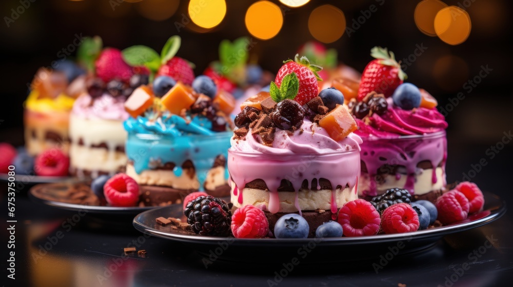 A group of desserts sitting on top of a table